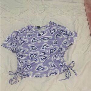 SHEIN Purple Heart Print Crop Top